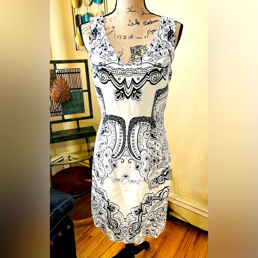 E.C.I New York Women’s Printed Silk Work Business Pencil Dress in Size 6